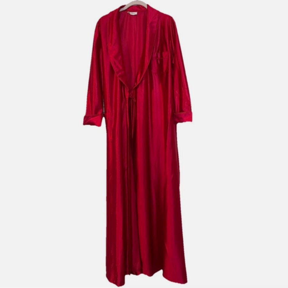 Vintage Miss Elaine Robe Large Red Nylon Full Length